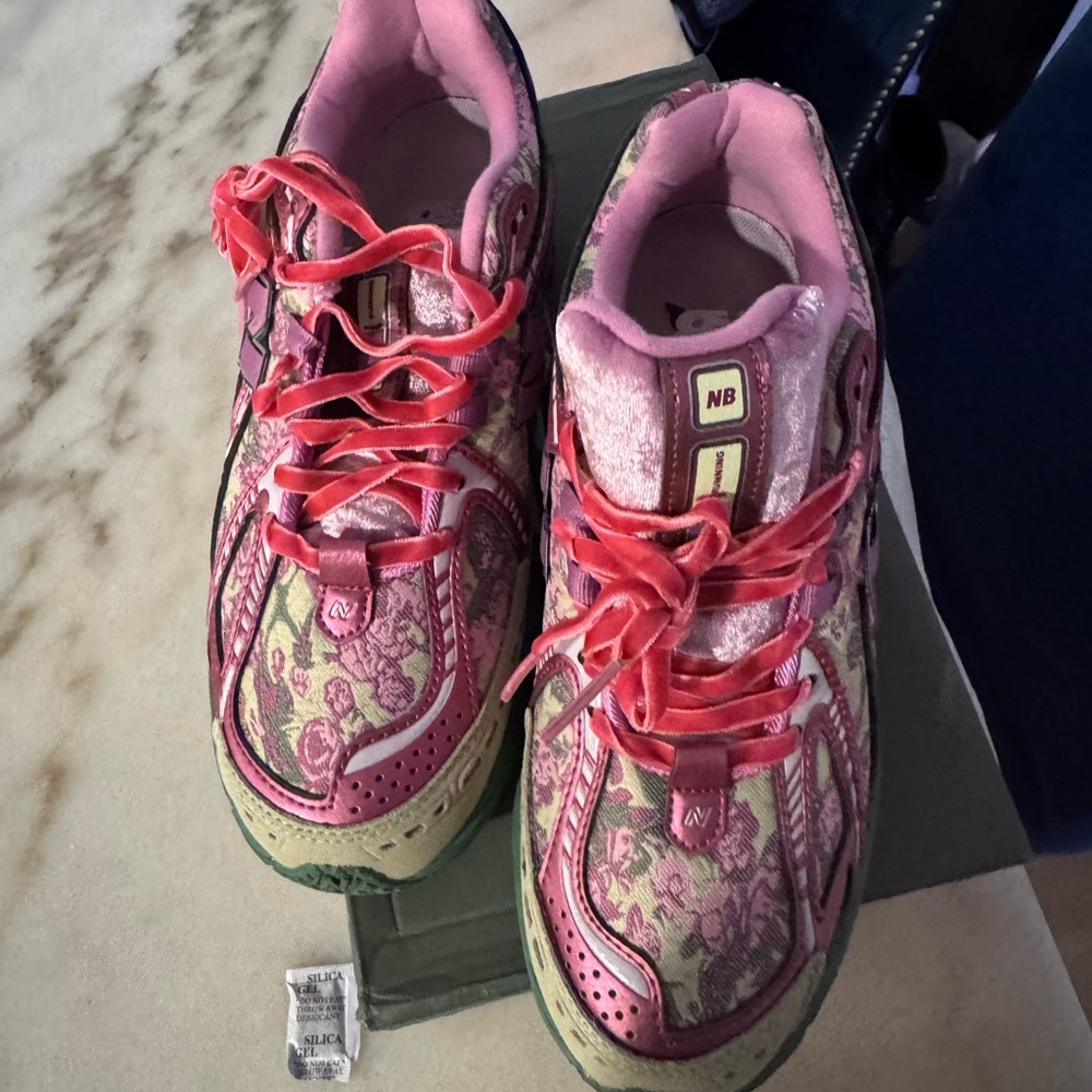 New Balance Pink and Green Floral Sneakers
